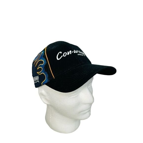 Conway Freight Hat Cap Strap Back Adjustable men Colin Braun 6 Black Blue Flames - Picture 4 of 10